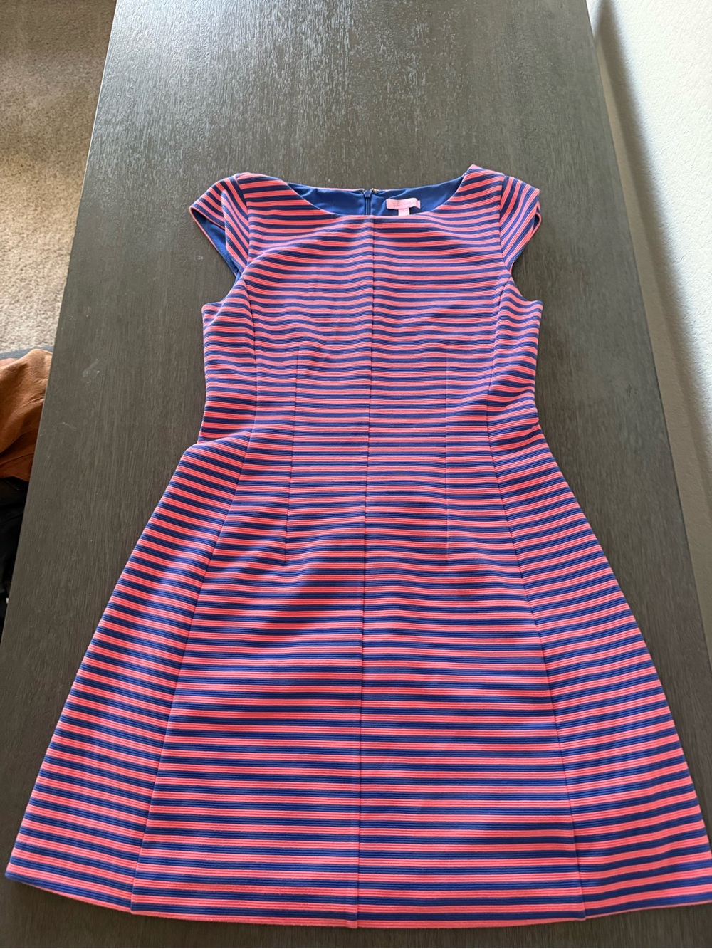 Lilly Pulitzer Pink & Blue Striped Fit-and-Flare Midi Dress